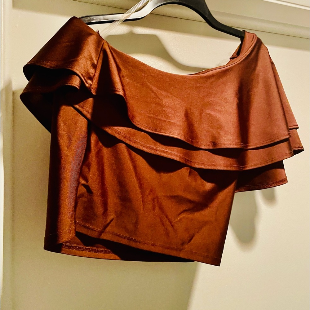 Elegant Brown Off-Shoulder Women's Top